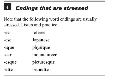 English pronunciation - unit 13 - 4 - Word stress - endings that are stressed